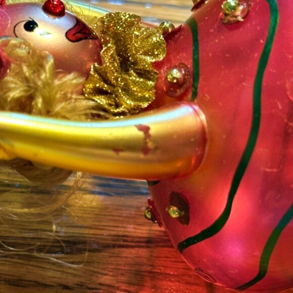 Clown Jester Blown Glass Christmas Ornament Painted Pink Gold 6 Inches (1) - Picture 6 of 8